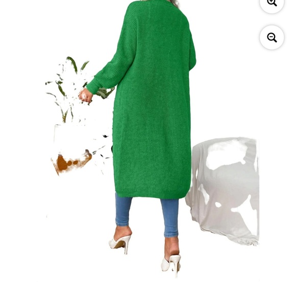 Casual Plain Long Sleeve Midi Slight Stretch Women Cardigan - Picture 8 of 8